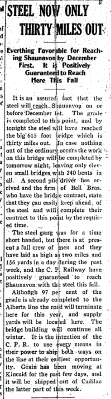 Shaunavon Standard, October 30, 1913