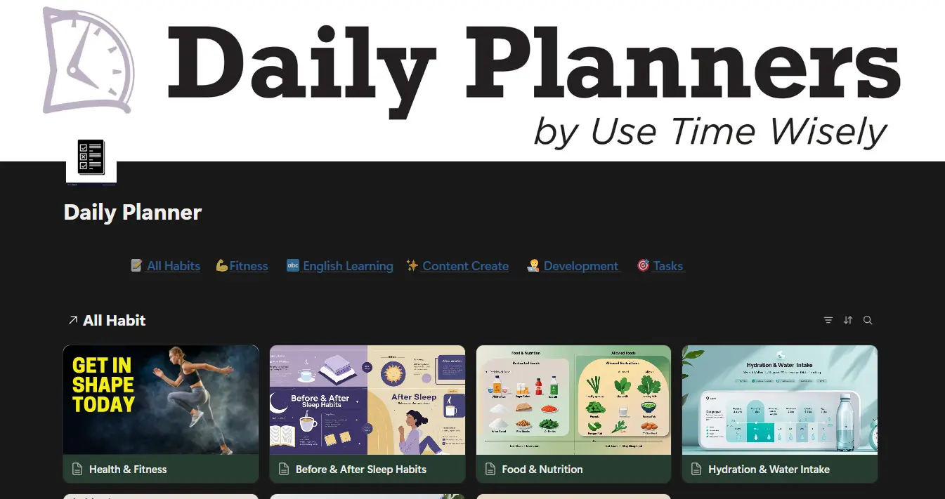 Daily Planner Notion Template - Master Dashboard