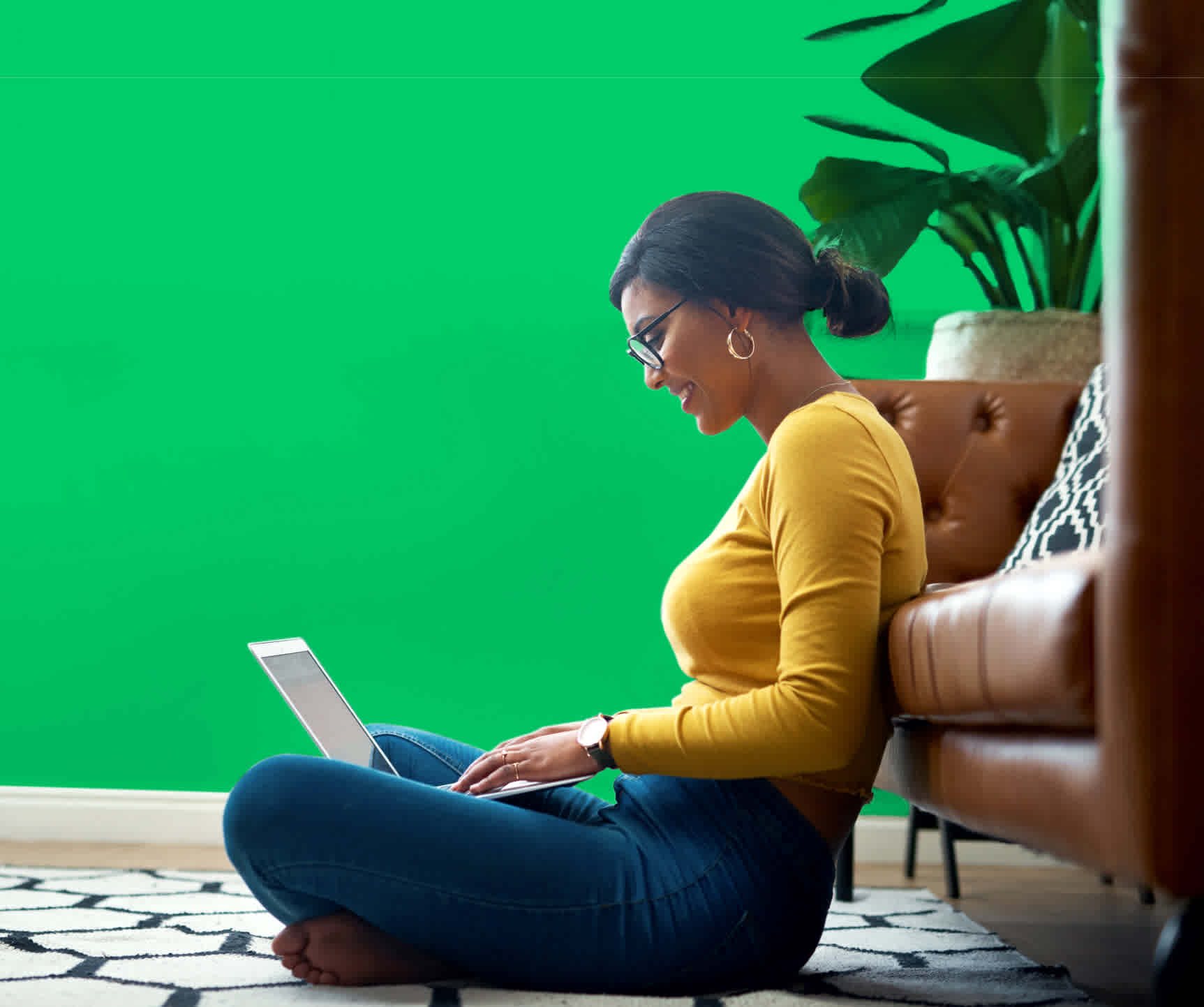 A woman on a her laptop
