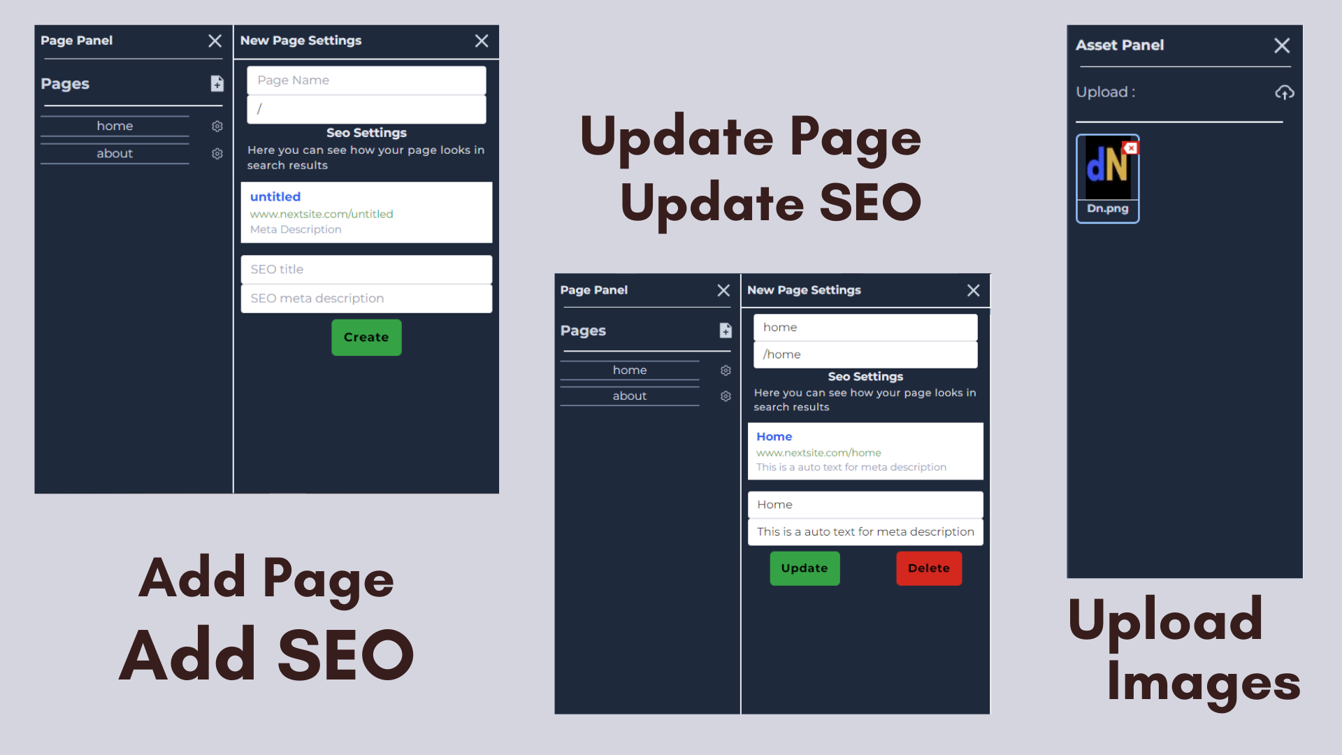 pages add or update with SEO