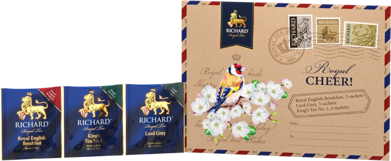 リチャード エアメール型 紅茶3種類アソート 柄違い４枚セット Richard リチャード Tanp タンプ