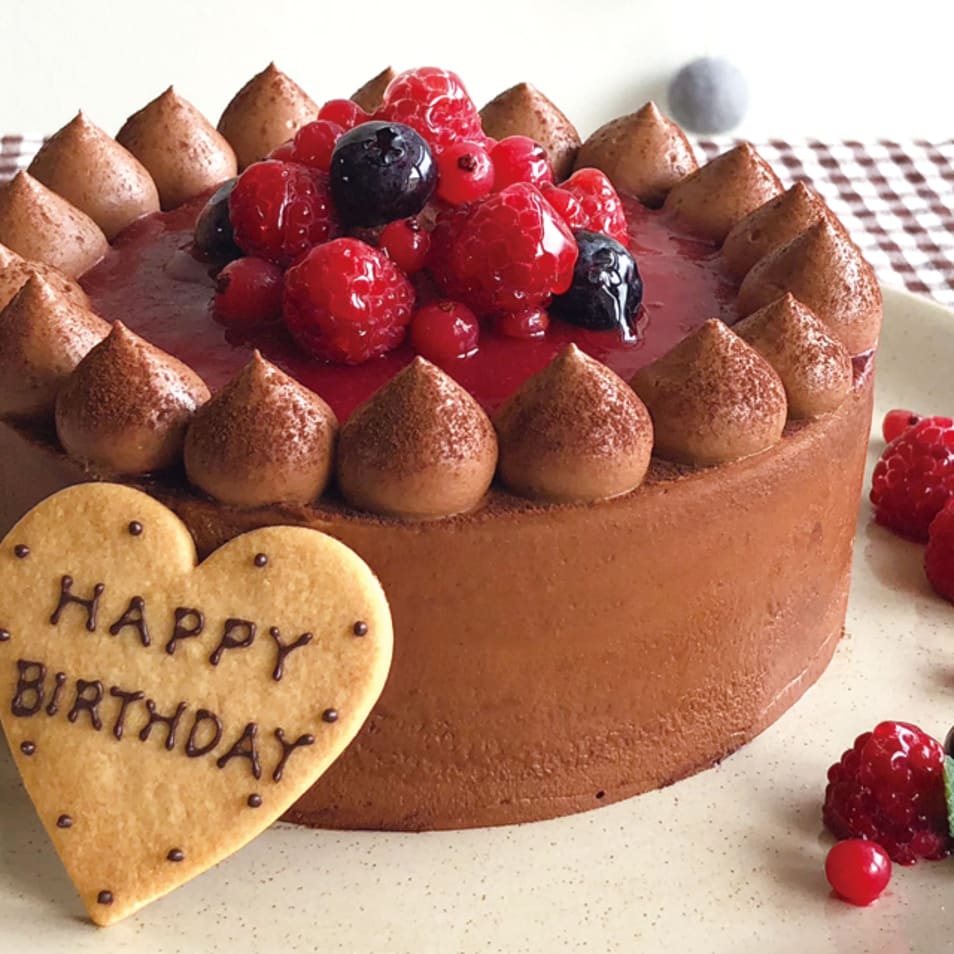 チョコレートケーキ with Crimson berry 14cm(5〜6名様)バースデーケーキ 誕生日ケーキ メッセージプレート・キャンドル5本付