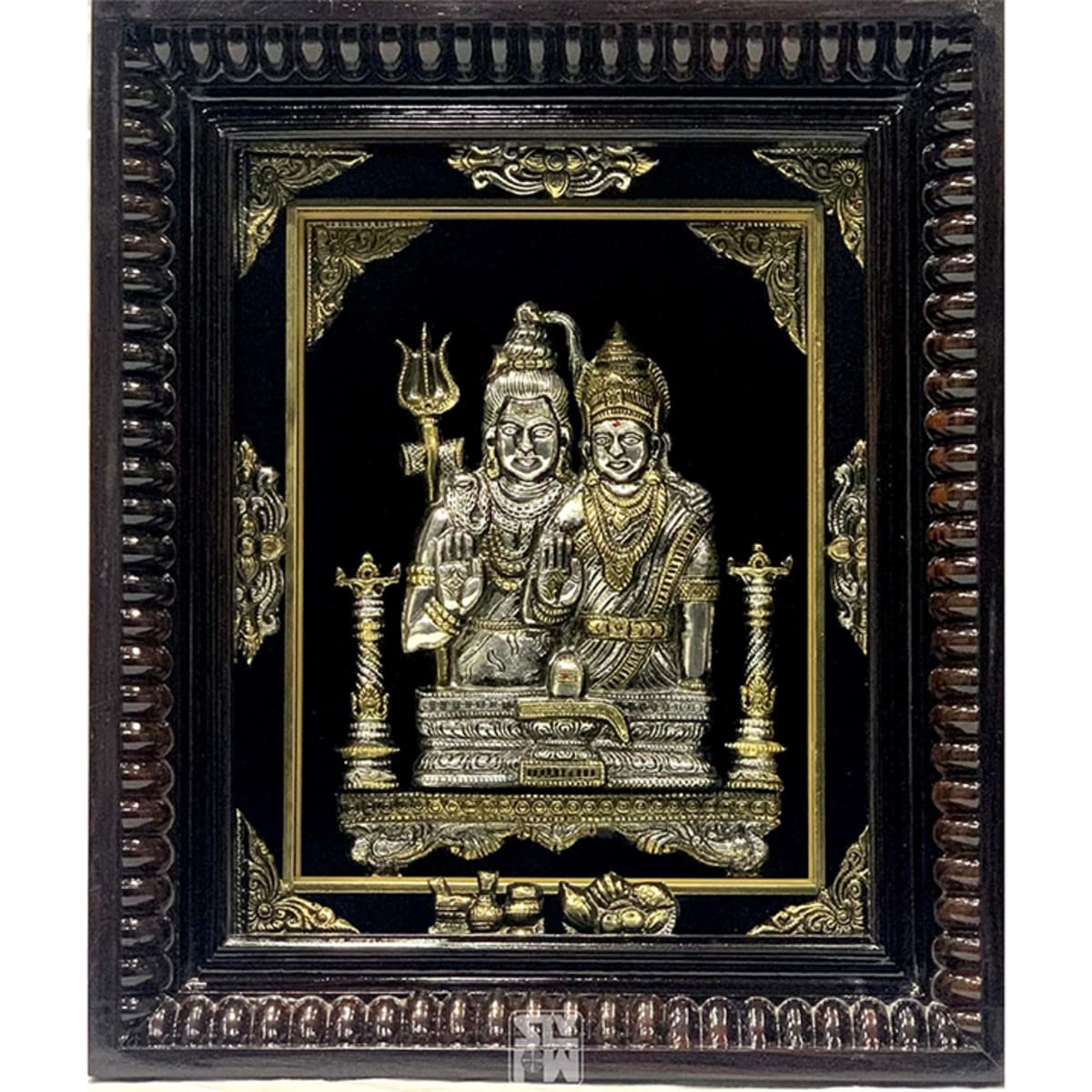 Buy 12x14 Eshwara Parvati Linga Antique Finish Online | Photo ...