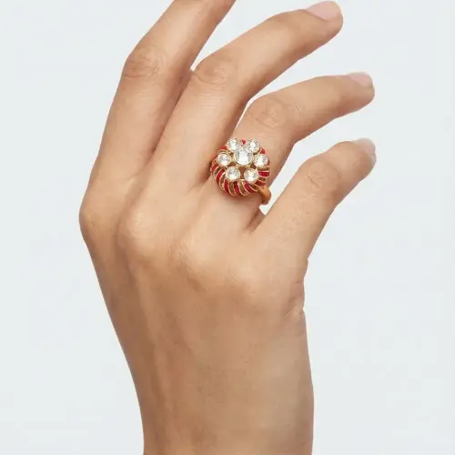 RED MINA POLKI RING
