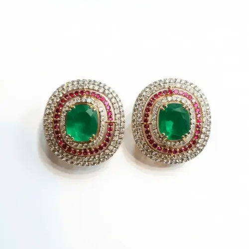 EMERALD RUBY DIAMOND EARRING