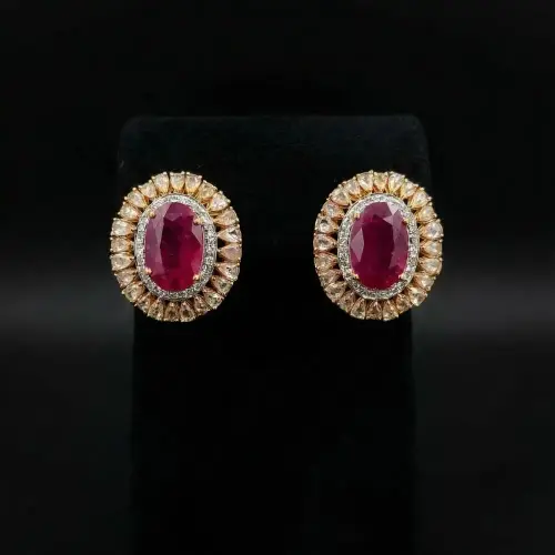 RUBY OVAL EARRING