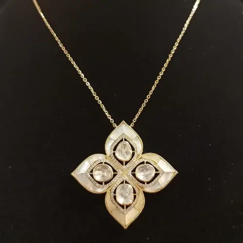 MOP FLOWER POLKI NECKLACE