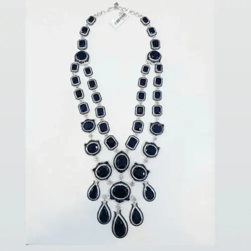 NILLA OVAL PANROUND DIAMOND ROUND ROSE CUT NECKLACE