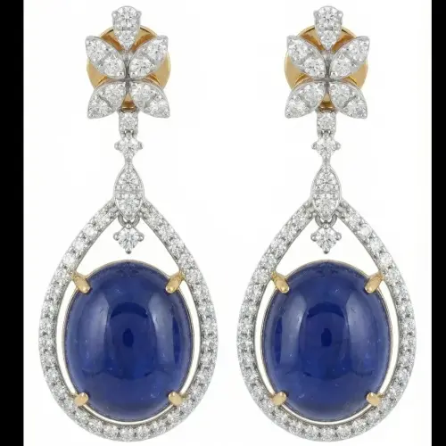 DIAMOND TANZANITE POTA EARRING