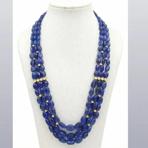 KUNDAN POLKI TANZANITE MALA NECKLACE