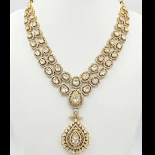 DIAMOND POLKI DOUBLE LINE NECKLACE
