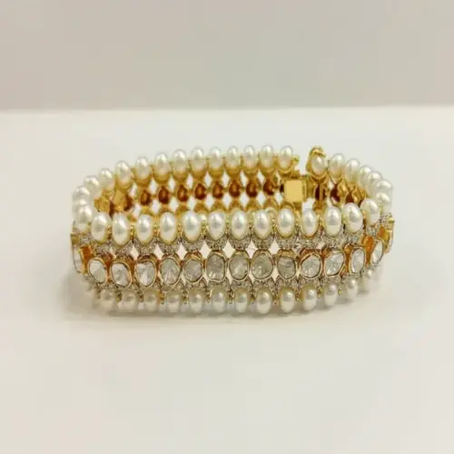 DIAMOND POLKI MOTI BRACELET