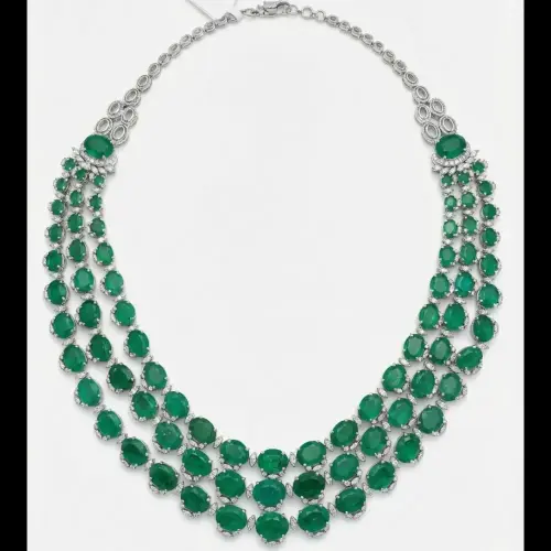 EMERALD OVAL DIAMOND MARQUEZ  NECKLACE