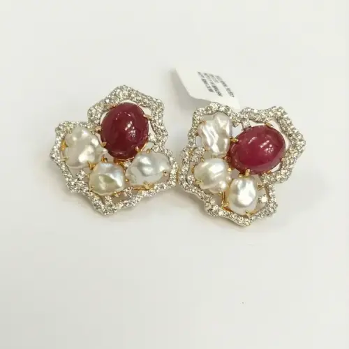 RUBY MANI BARUKH MOTI EARRING