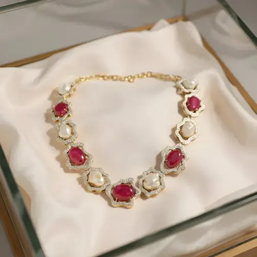 RUBY Mani BARUKH MOTI NECKLACE