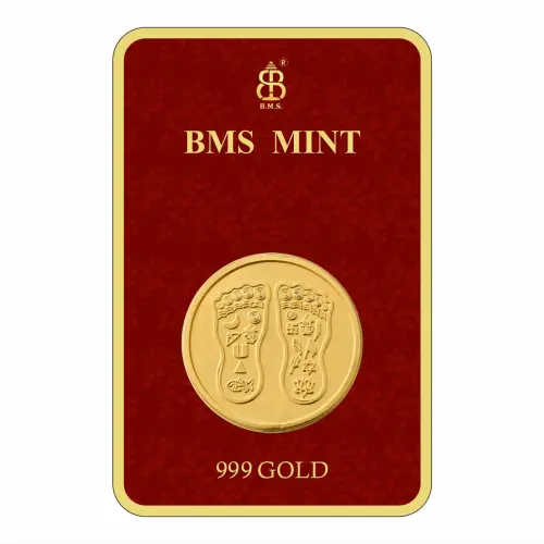 50 Mg Gold Coin Charan Paduka Square Packing
