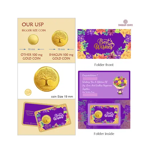 100 mg.GOLD SHAGUN FOLDER - BEST WISHES