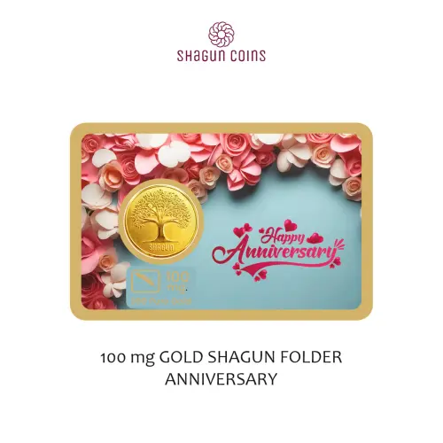 100 mg.GOLD SHAGUN FOLDER - ANNIVERSARY