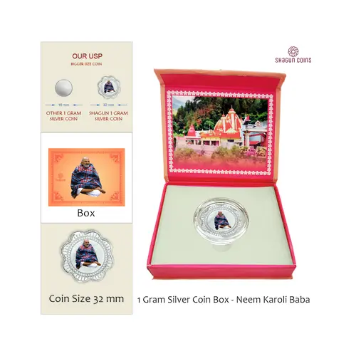 1 GRAM SILVER COIN BOX -  NEEM KAROLI