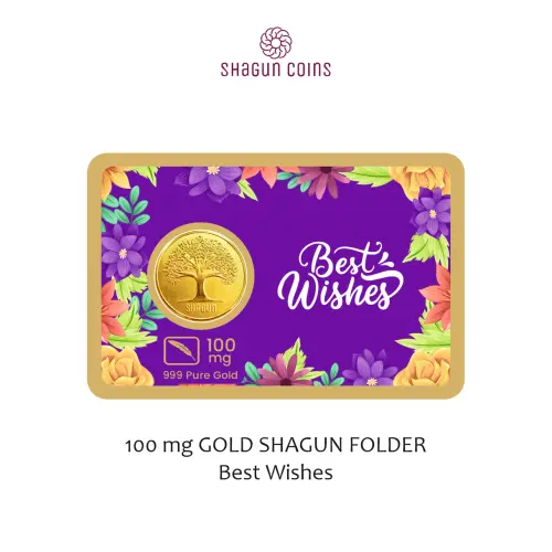 100 mg.GOLD SHAGUN FOLDER - BEST WISHES
