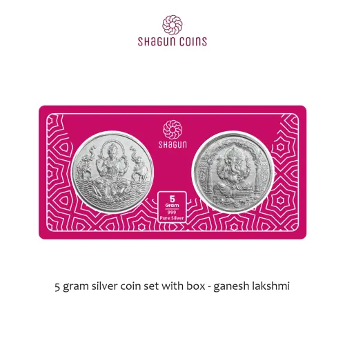 5 GRAM SILVER COIN SET WITH POUCH - Ganesh lakshmi