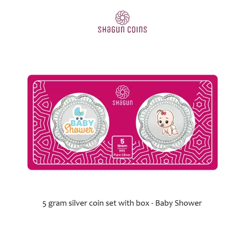 5 GRAM SILVER COIN SET WITH BOX - Baby Shower