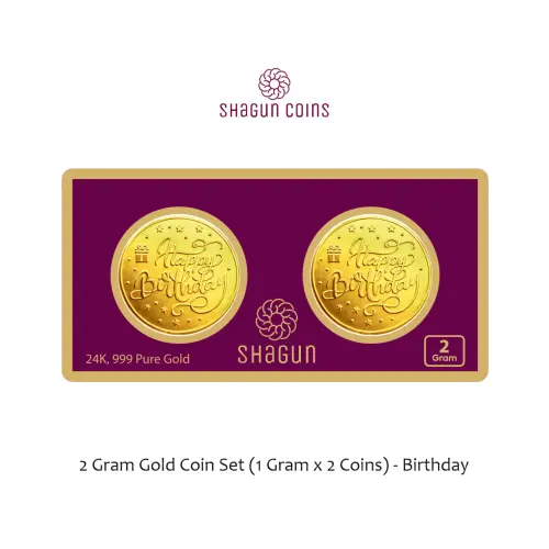 2 GRAM GOLD COIN SET NEW  (1 GRAM x 2 COINS) Birthday