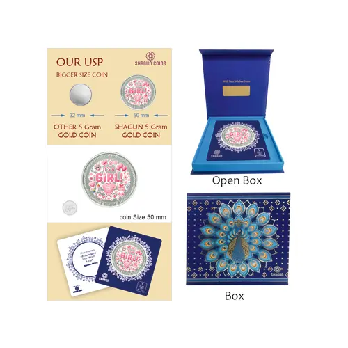 5 GRAM SILVER COIN BIG SIZE - 50MM -  girl printed