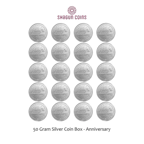 50 GRAM SILVE COIN BOX -  Anniversary