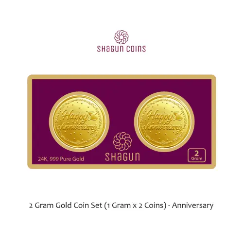 2 GRAM GOLD COIN SET NEW  (1 GRAM x 2 COINS)  Anniversary