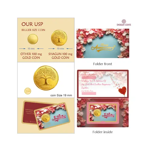 100 mg.GOLD SHAGUN FOLDER - ANNIVERSARY