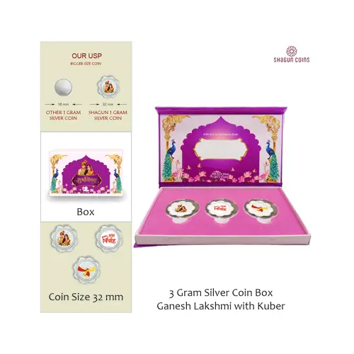 3 GRAM SILVE COIN BOX - SHUBH VIVAH
