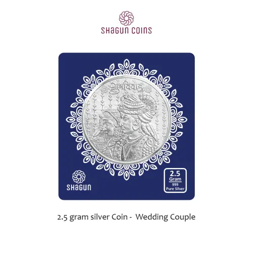 2.5 GRAM SILVER COIN BIG SIZE - 38MM -wedding couple  without box