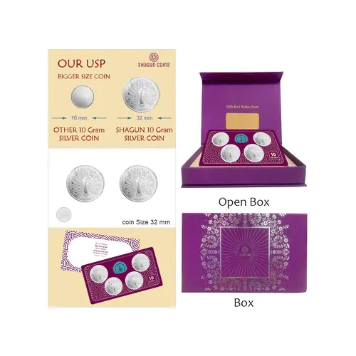 10 GRAM SILVER COIN SET WITH BOX -  Mayur