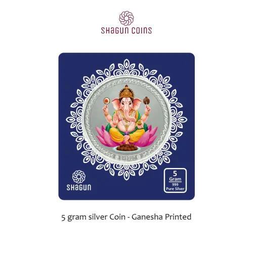 5 GRAM SILVER COIN BIG SIZE - 50MM -  ganesh printed