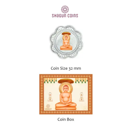 1 GRAM SILVER COIN BOX - MAHAVIR JI