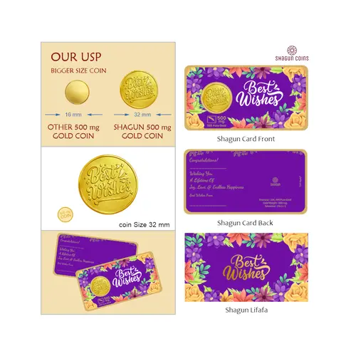 SHAGUN LIFAFA-500 mg. GOLD -  Best wishes purple