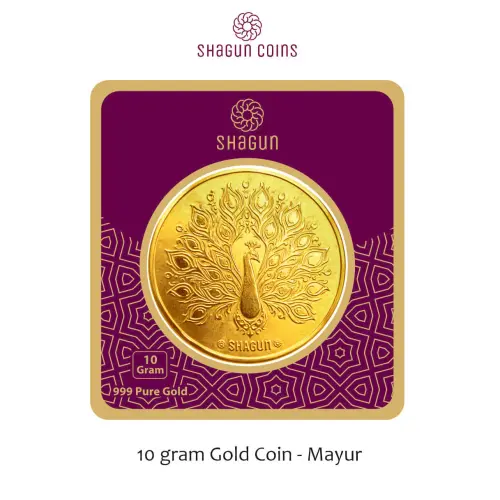10  GRAM GOLD COIN BIG SIZE 50 MM - MAYUR
