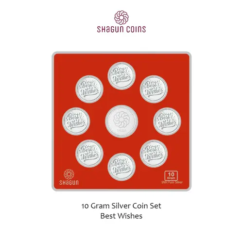 10 GRAM SILVER COIN SET , BIG SIZE - BEST WISHES