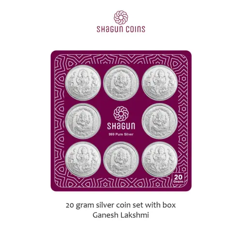 20gm set silver coin Ganesh lakshmi