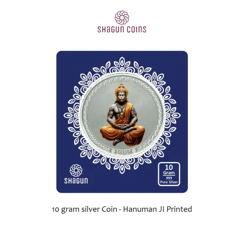 10 GRAM SILVER COIN BIG SIZE - 60MM -  hanuman ji