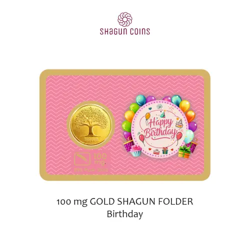 100 mg.GOLD SHAGUN FOLDER - BIRTHDAY