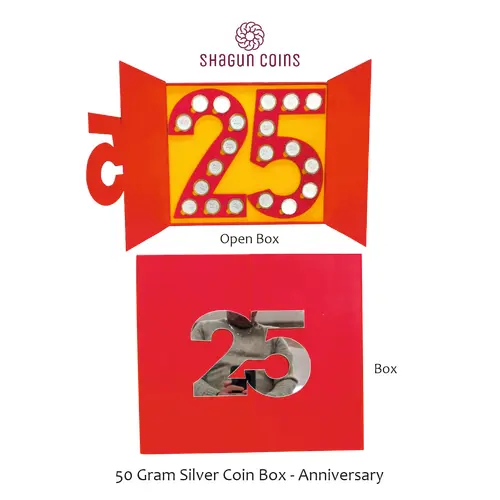50 GRAM SILVE COIN BOX -  Anniversary
