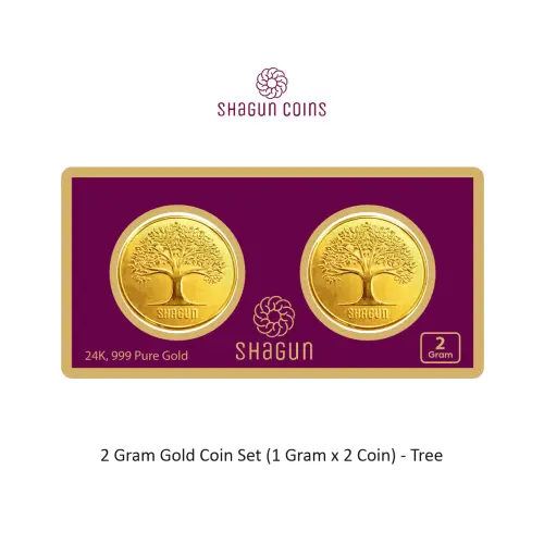 2 GRAM GOLD COIN SET NEW  (1 GRAM x 2 COINS) Tree
