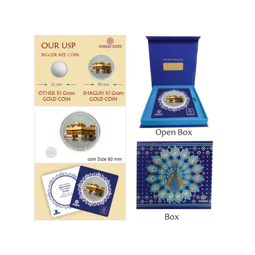 10 GRAM SILVER COIN BIG S IZE  - 60 MM - GOLDEN TEMPLE