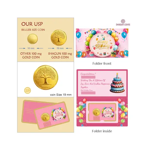 100 mg.GOLD SHAGUN FOLDER - BIRTHDAY