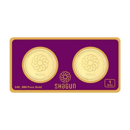 1 GRAM GOLD COIN SET NEW   (500 mg. x 2 COINS) shagun