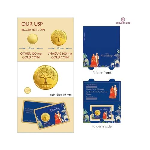 100 mg.GOLD SHAGUN FOLDER - WEDDING BLUE