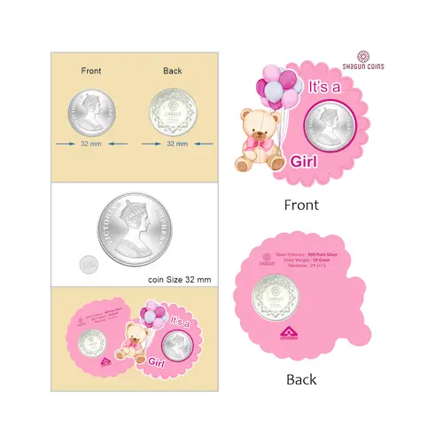 NEW SHAPE 10 GRAM SILVER COIN - STANDARD -  Girl