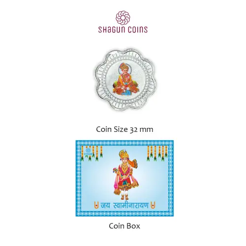1 GRAM SILVER COIN BOX -  swami narayan ji